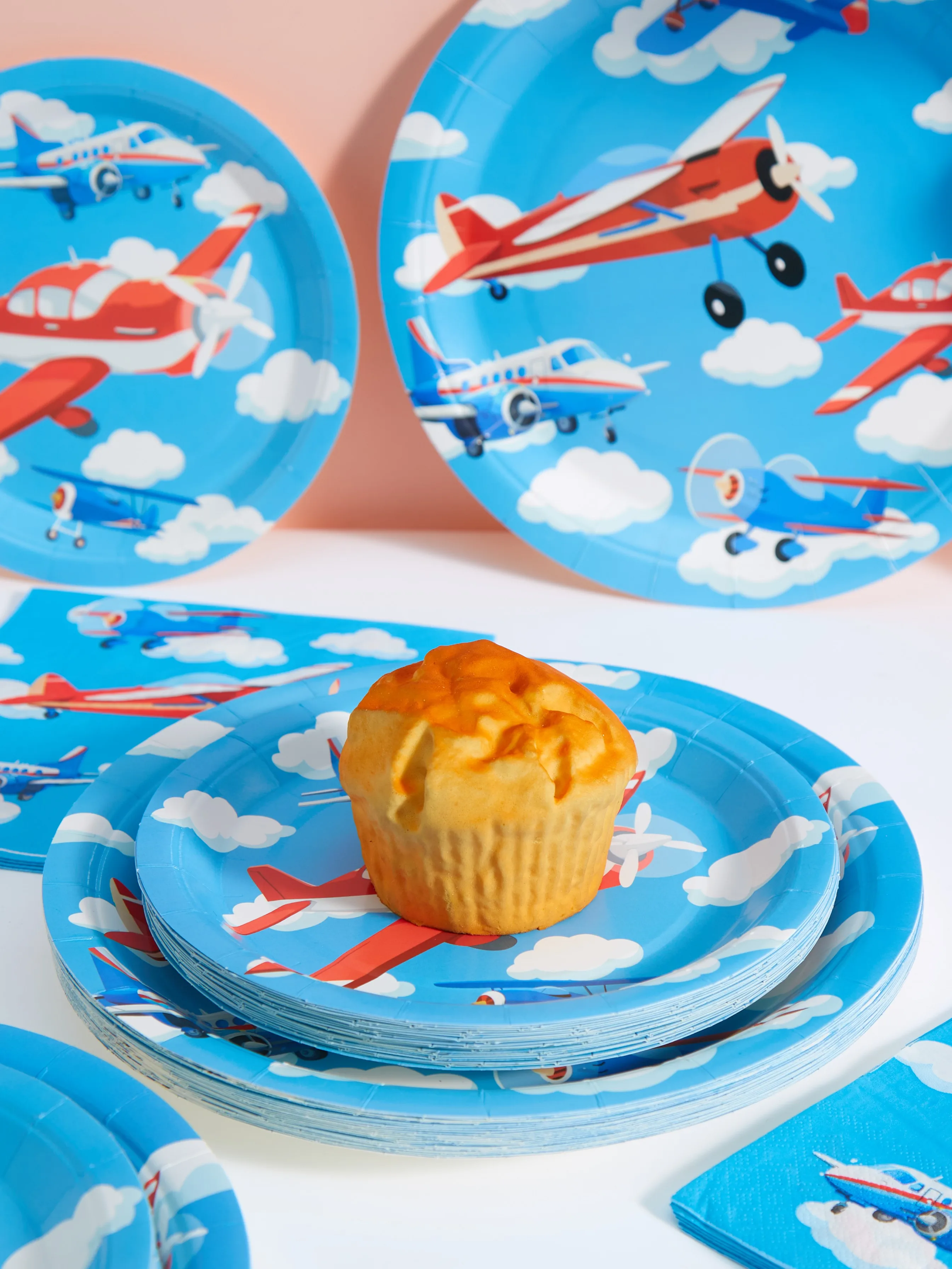 73pcs/set Disposable Tableware Party Dish Plates Birthday Party Decoration Supplies Aircraft Theme Disposable Tableware Plates - view 4