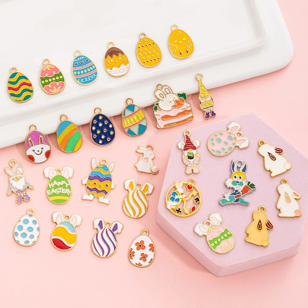 

Easter Bunny Alloy diy Oiled jewelry accessories, creative oiled egg fashion clothing accessories