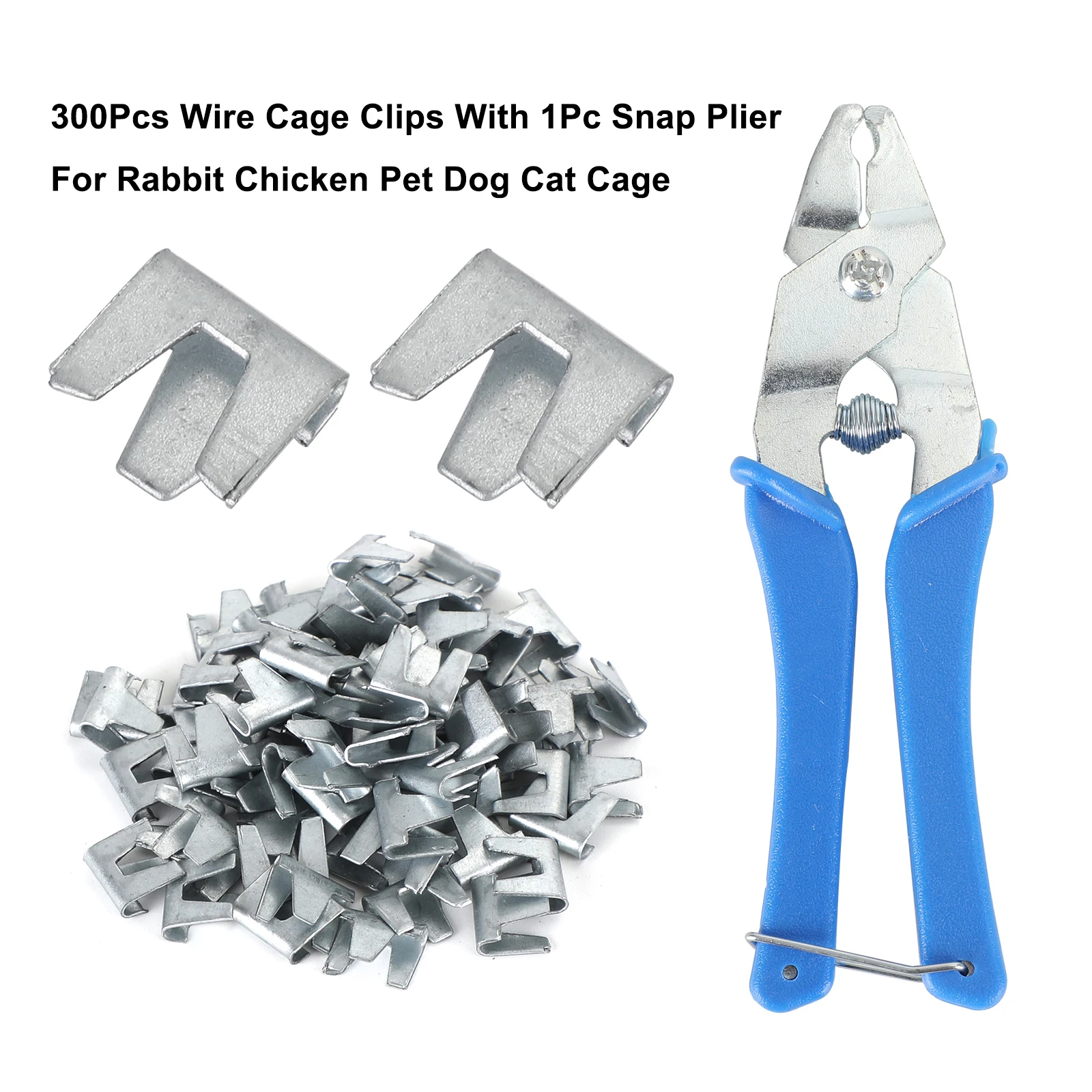Artudatech 300Pcs Wire Cage Clips With 1Pc Snap Plier For Rabbit Chicken Pet Dog Cat Cage