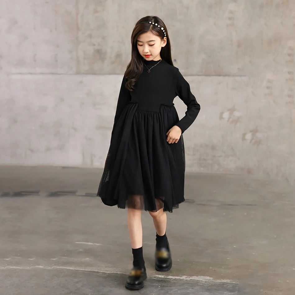 

Elegant Girls Spring-Autumn Long Sleeve Princess Dress with Tulle Skirt Teens Fashion Dress Children School Clothes 5-16 Years