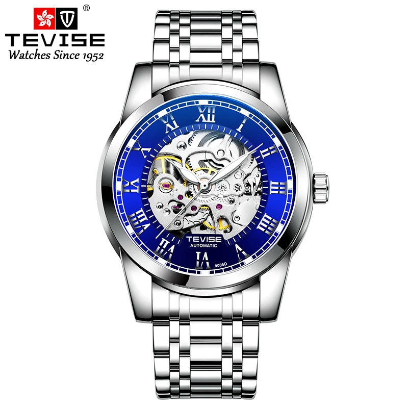 T9005D TEVISE Waterproof Tungsten Steel Watch Men\'s Fully Automatic Business Minimalist Mechanical Watch Men\'s Minimalist Glow