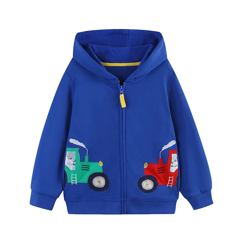 

2-7T Children's Hooded Jacket Car Embroidery Long Sleeve Boys Winter Autumn Outwear Girls Zipper Hot Selling Spring Wear