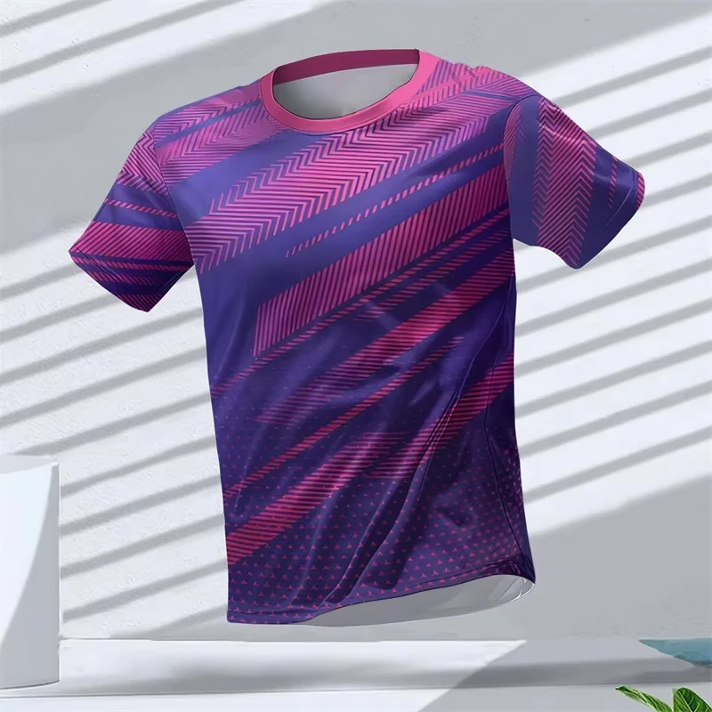 Summer multi-functional casual sports short-sleeved trendy geometric pattern 3D printed men's sports T-shirt