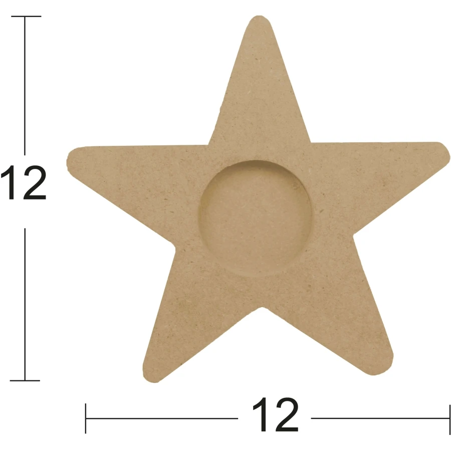 M07 Star T-Light Candle Holder, Can Be Painted Mdf Wooden Candle Holder