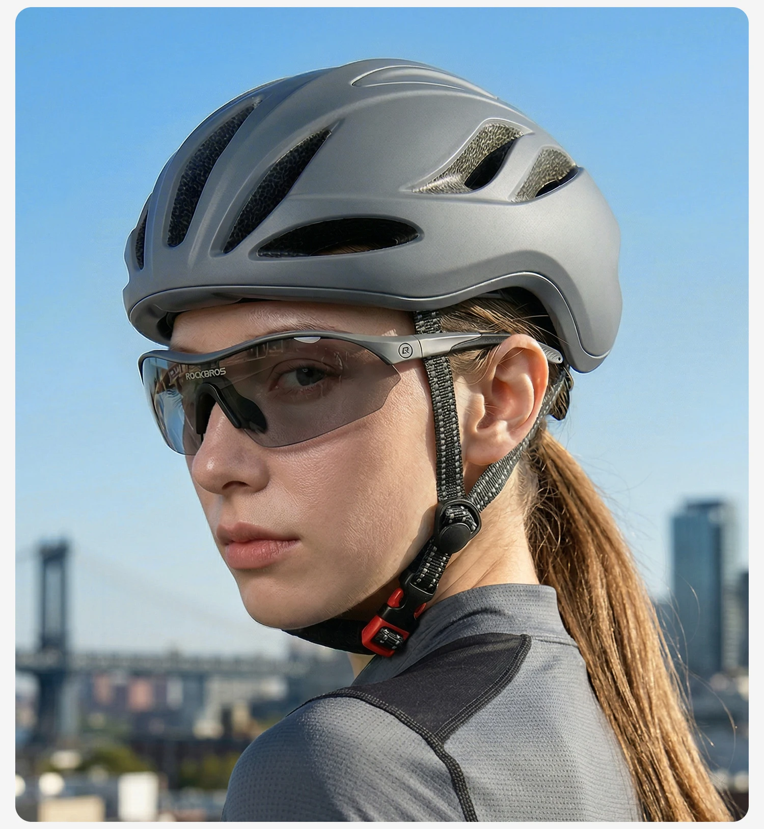 ROCKBROS Polarisierte Fahrradbrille mit 3 Gläsern, Sport-MTB-Rennradbrille, Sonnenbrille für Herren und Damen, UV400-Schutz, Anti-Sonnenbrille zum Laufen, Angeln, Fahrradbrille – Detail 19