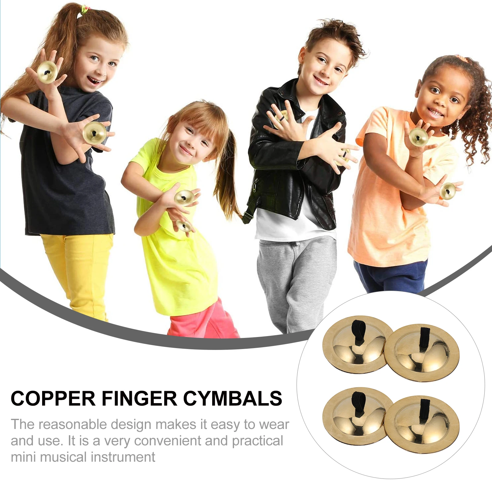 

2 Pairs Bronze Finger Cymbal Kid Musical Instrument Toys Noisemaker Kids Instruments Hand Drums Cymabls Cymbals