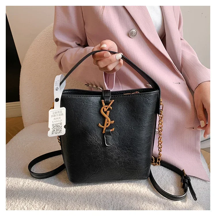 

2025 M-Lock Bucket Bag - French-Inspired Convertible Shoulder/Crossbody, Spacious & Chic Minimalist Luxury for Euro-US Style