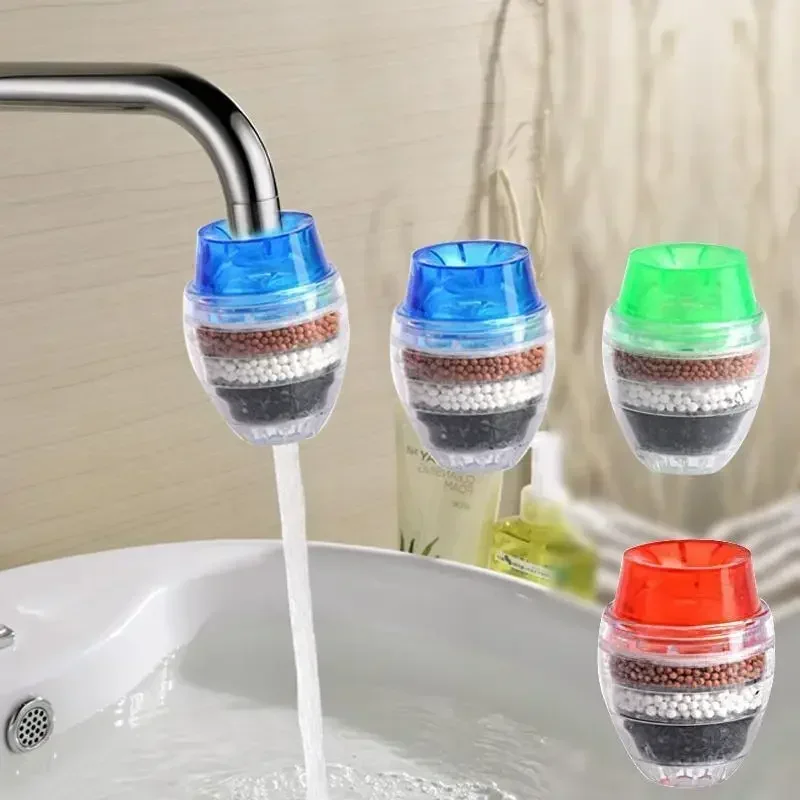 Kitchen Simple Solid Color Purifier Tap Filter Water Saving Faucet Bubbler Activated Carbon Filtration Nozzle Cleaning Filters