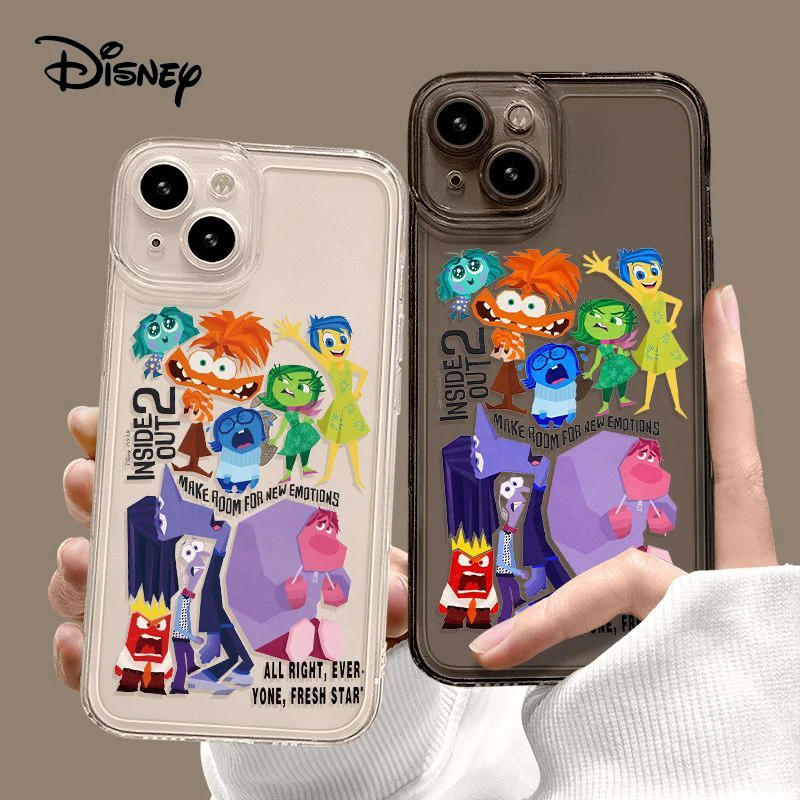 디즈니 인사이드 아웃 2 아이폰 15 휴대폰 쉘, 귀여운 만화, 11, 12, 13, 14 프로 맥스 플러스, 애니메이션 휴대폰 보호 케이스, 여아 장난감 