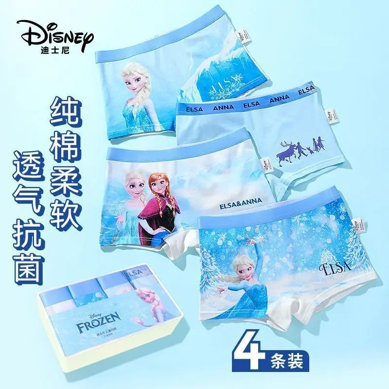 

4 шт., нижнее белье Disney Frozen Lotso с изображением Микки для девочек, нижнее белье с героями мультфильмов, милые трусы-боксеры из чистого хлопка, мягкие трусы, удобные трусы, подарок