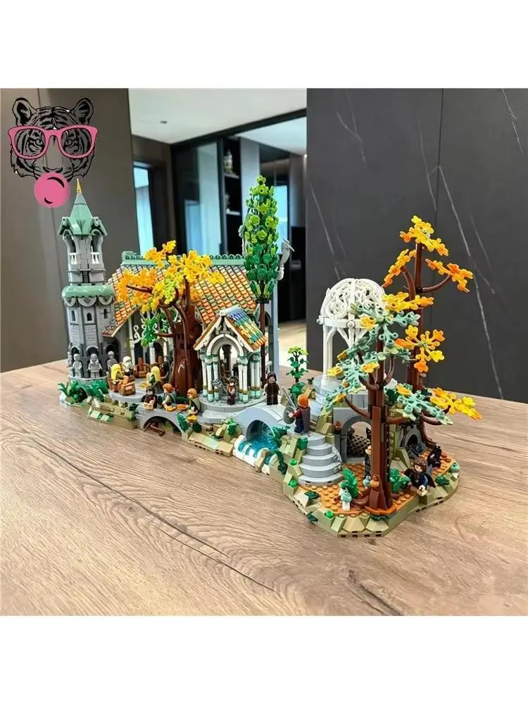 Hot Toys Auf Lager 6167 Teile Fantasy Elfen-Schutzgebiet Bausteine Mittelalterliches Schloss-Modell mit Baum- und Wasserfall-Details Sammlerstück