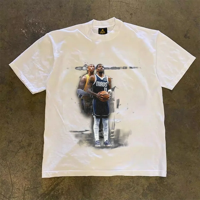 Loose Fit Cotton T-Shirt Unisex Short Sleeve Double Thread UPUPXIA Hero Print Sweat Absorbent round Neck Casual Summer Top