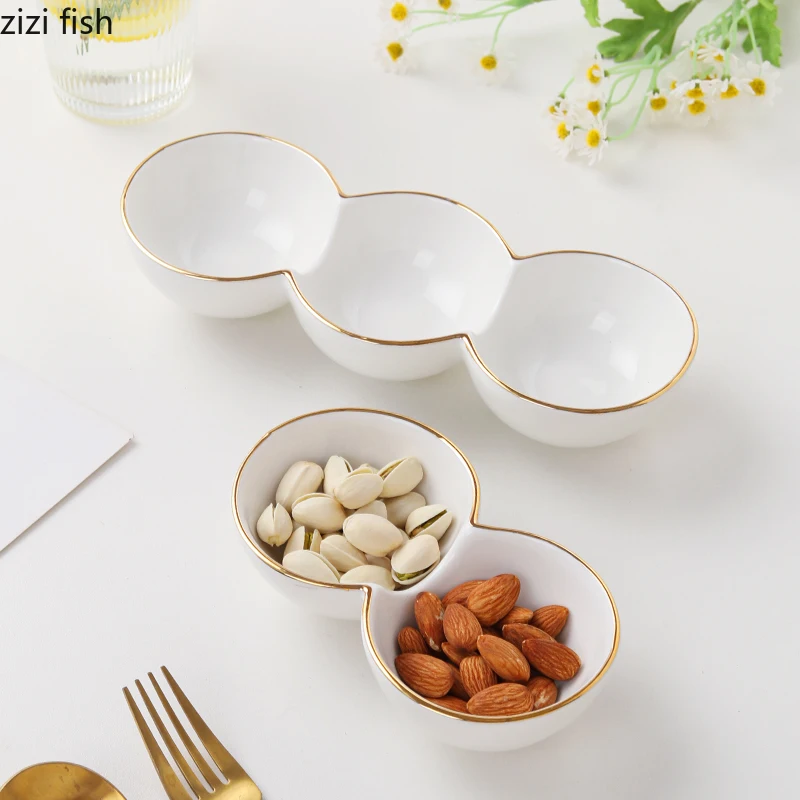 Ceramic Bowl Dining Plates Divided Bowls Snack Platter Snack Bowl Sauce Dish Candy Bowls Dried Fruit Tray Dessert Plate