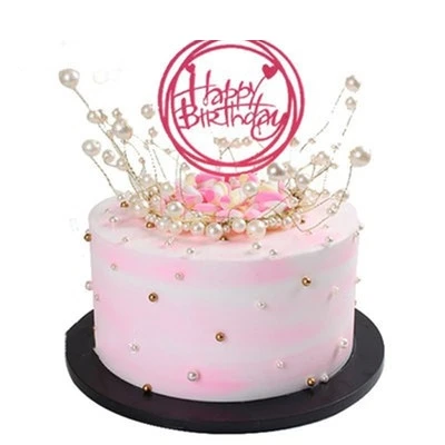 

Модель торта Цветок жемчуг Розовый имитация День рождения Пластиковое окно Шоу Реквизит для съемки Свадебное украшение