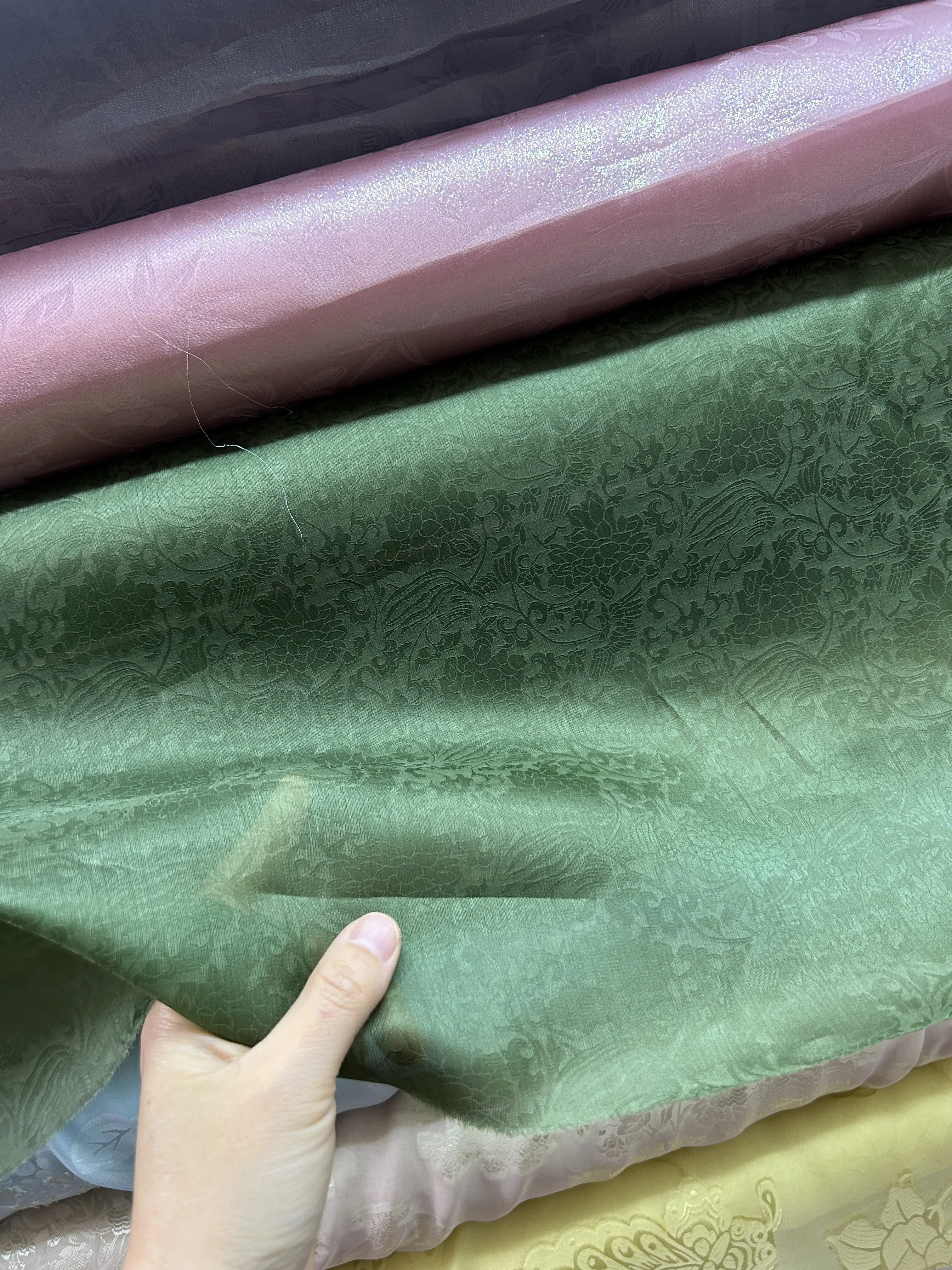 Silk Nut Organza Silk Fabric Slightly Transparent Silk Jacquard Fabric National Style Clothing Custom Fabric