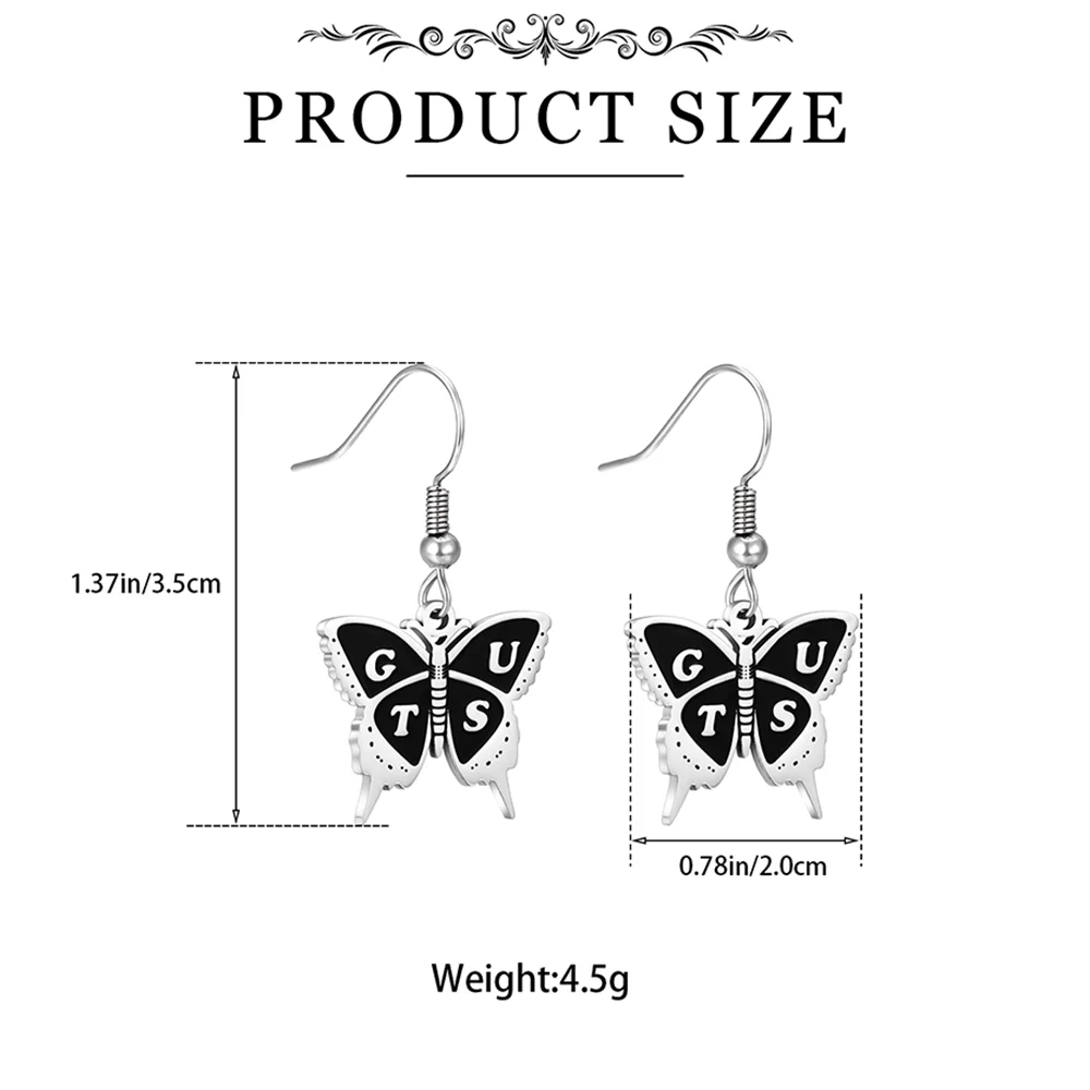 Dark Gothic Butterfly Drop Earring Retro Aesthetics Jewelry for Women Girls Dangle Earrings Jewelry Accessories Gifts