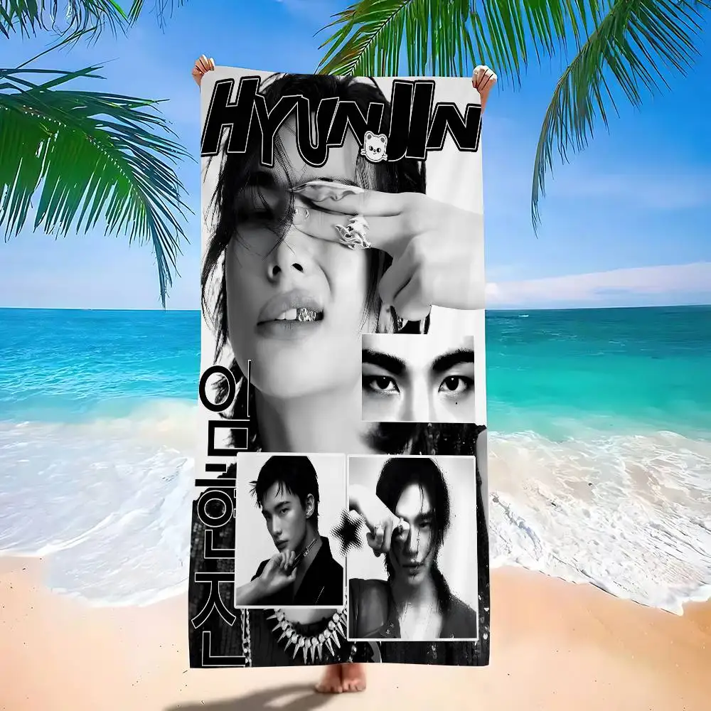 Kpop H-hYUNJINS Anime Bath Towel Microfiber Soft Water Absorbing Breathable For Girl Kids Decorative Cartoon Beach Towel
