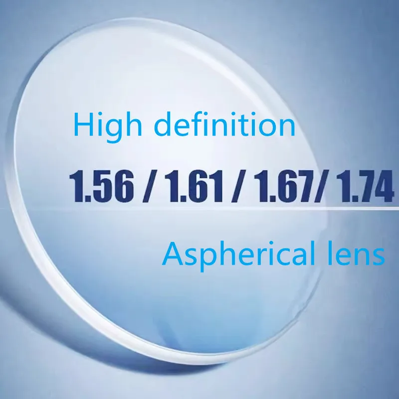 1.56/1.61/1.67/1.74 Aspheric prescription lens with blue light protection and radiation resistance.