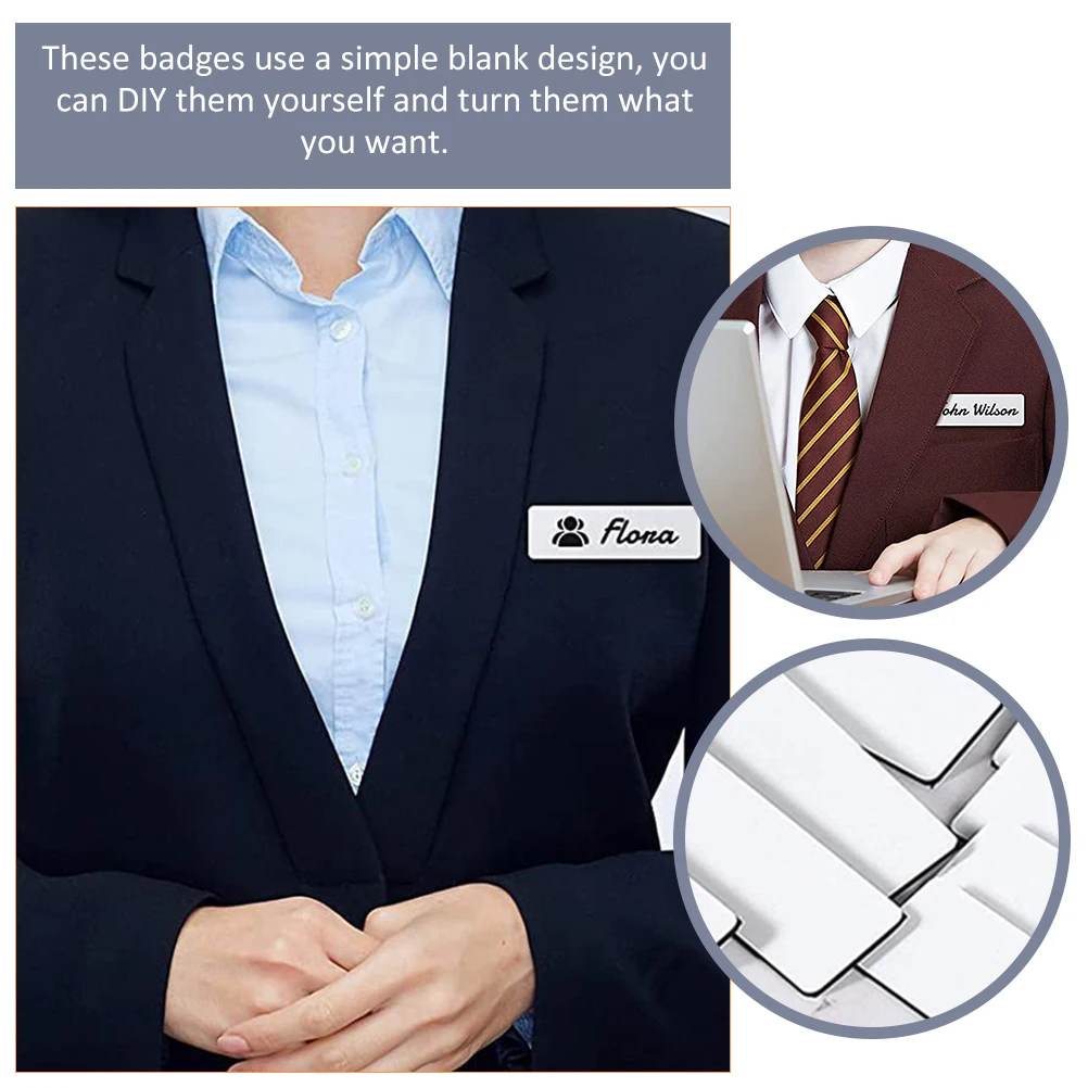 

32 Pcs Blank Name Badges Sublimation Blanks Office Magnetic Metal Work with Pin