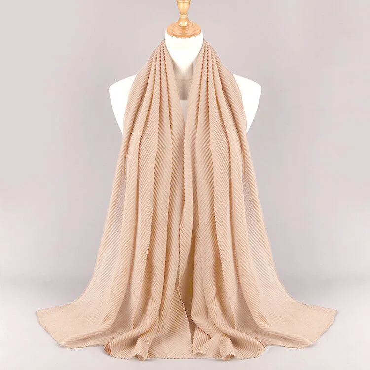 Xale Chiffon para mulher muçulmana, hijab, cachecol, xale, plissado, moda, novo