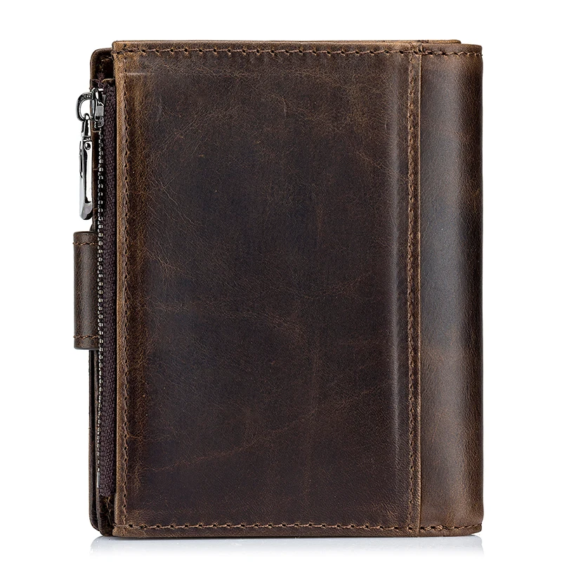 Genuine Leather Men Business Wallet RFID Men Card Id Holder Coin Purse Travel Wallet  Anti-theft Swipe