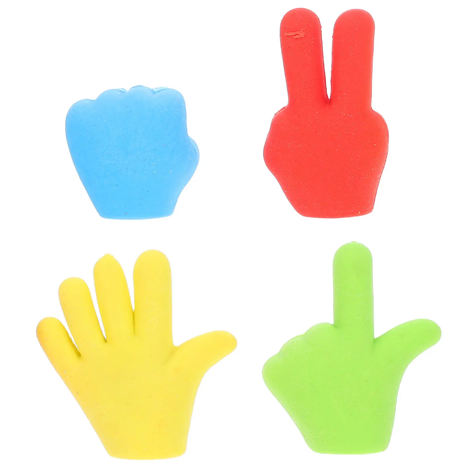 4Pcs Stone Scissors Cloth Eraser Set Fun Cartoon Design Comfortable Erasing for Adults Art Drawing School