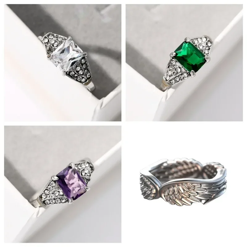 New Ring for Women Inlaid with Topaz Multi-color Square Diamond Zircon Color Separation Romantic Creative Wedding Party Luxury
