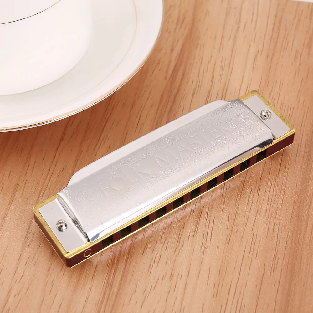 Harmonica Folk Master 1072 Standard Beginner 10 Hole 20 Tone Diatonic Key of C A D E F G 12 Tones Are Optional