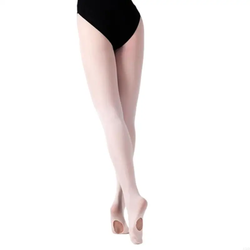 J2HD Girls Ballet Leggings Soft Snagging Proof Pantyhose White Dance Performances Tights Feature Hole Bottom Design