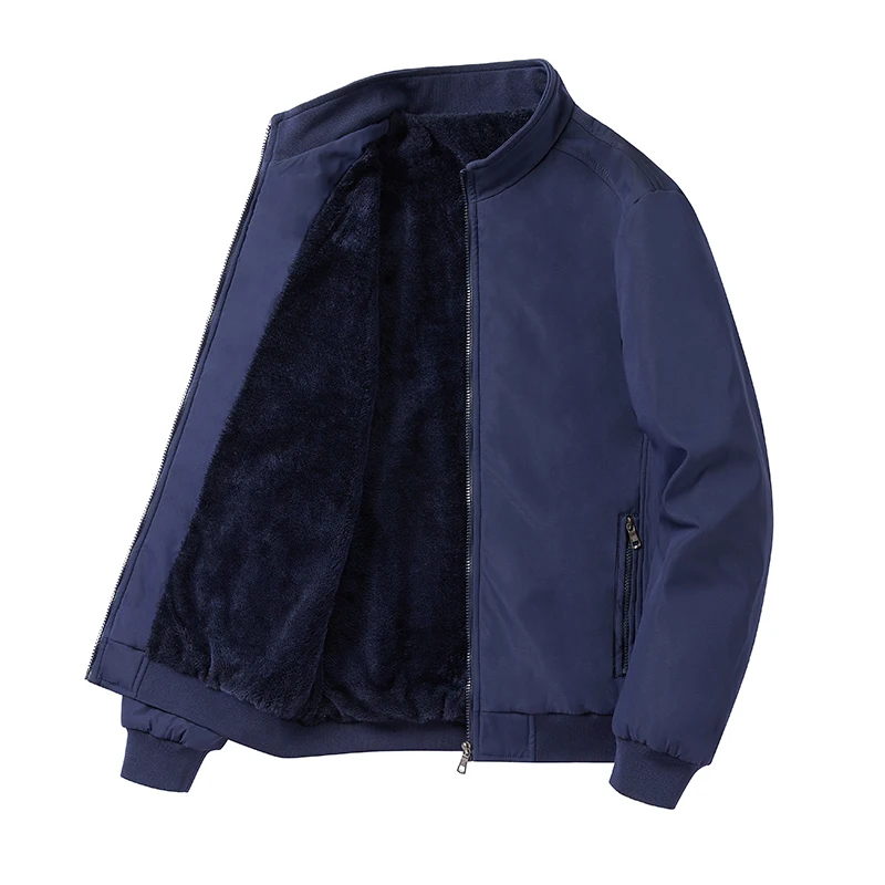 

New Men's Fashion Fleece Thickened Baseball Jacket Autumn Winter Men's Korean Version Slim Fit Trend Stand Up Collar Warm Jacket