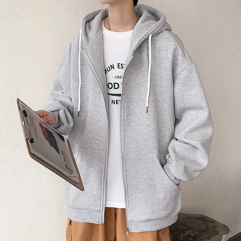 

Men Sweatshirts Pullover No Hood With Zippers Collar Hip Hop Rock Punk Hoodies Outwear