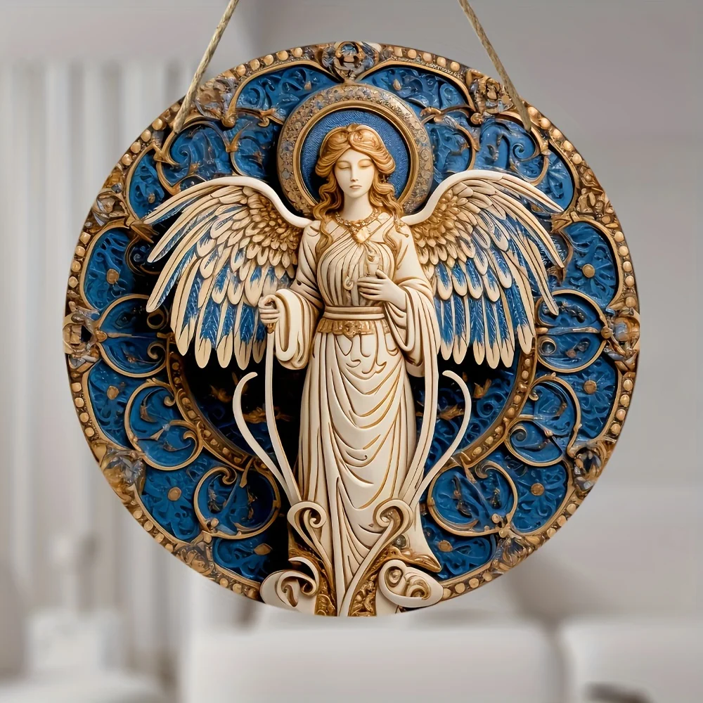 تمثال ملاك عتيق من الأكريليك - تأمل الملاك البيج للجدار، ديكور جارلاند - هدية عيد الحب لعباد الملاك. #3