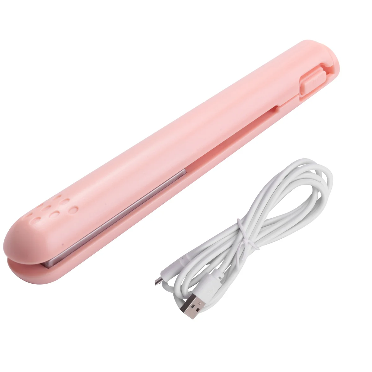 USB Cable Mini Portable Hair Straightener for Straight and Curling Dual-Use Curling Irons for Students Pink