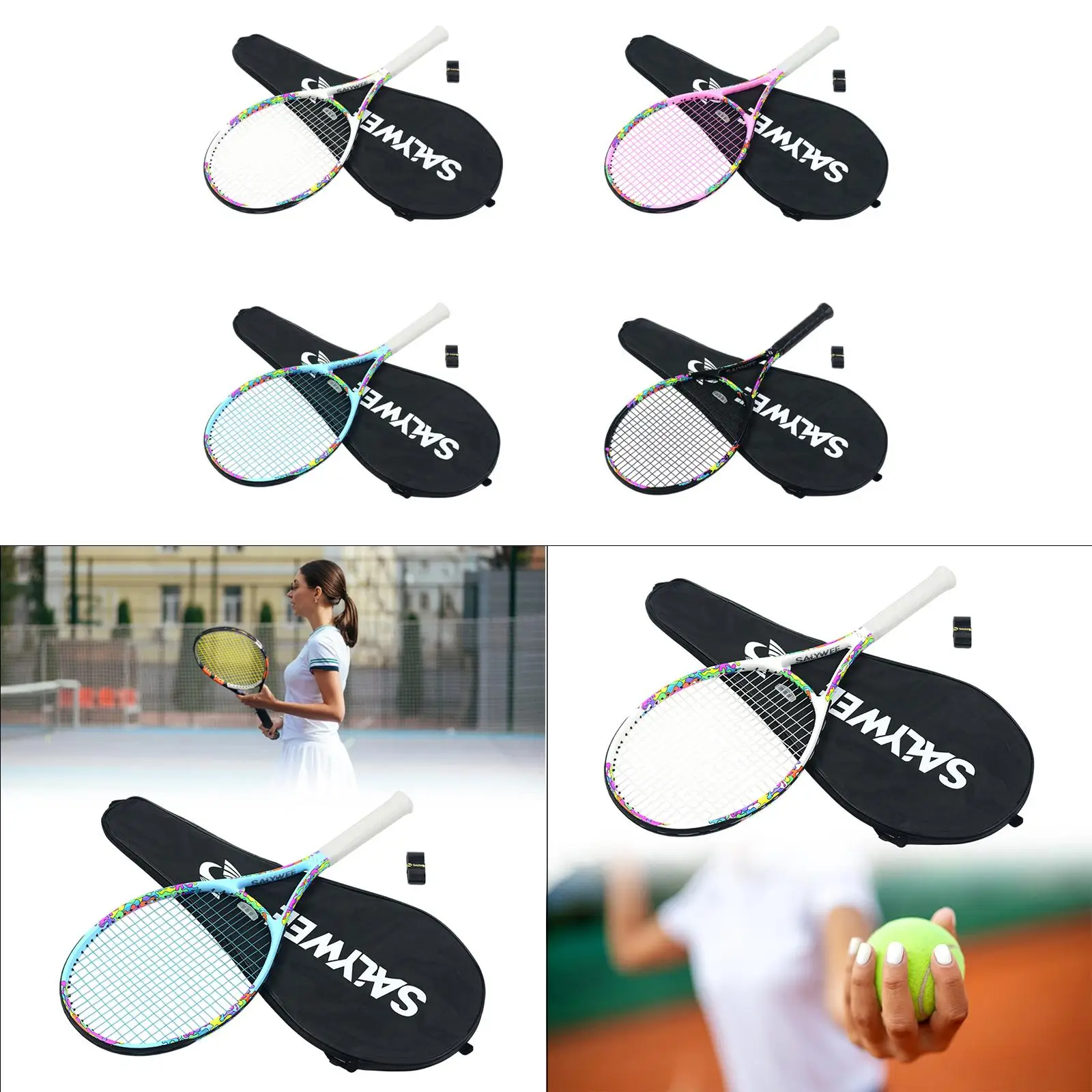

Tennis Racket Lightweight for Beginners Men Women Nonslip Grip with Carry Bag Training for Park Beach Garden Summer Competition