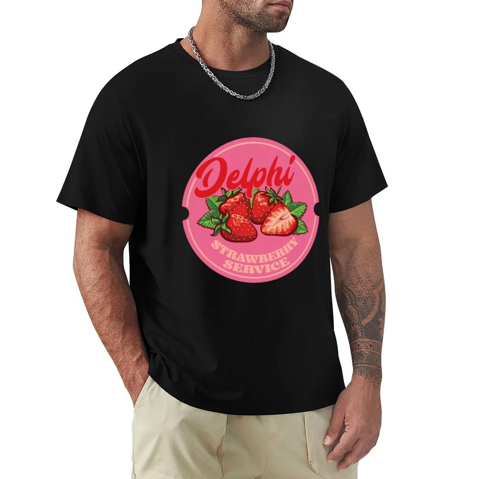 Percy Jackson - Delphi Strawberry Service T-Shirt Basic Simple Design Short Sleeve Shirt