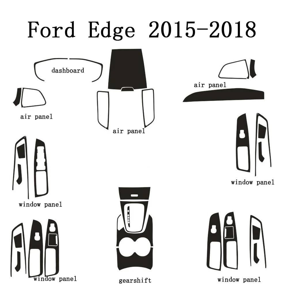 For Ford Edge 2015-2018 Car-Styling 3D/5D Carbon Fiber Car Interior Center Console Color Molding Sticker Decals Parts