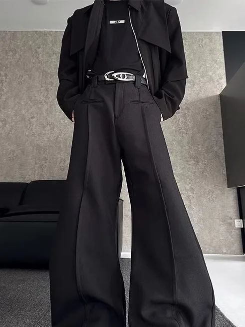 

Мужские брюки премиум-класса свободного кроя с плиссировкой, осенне-весенние, повседневные, прямые, молодежные, стильные