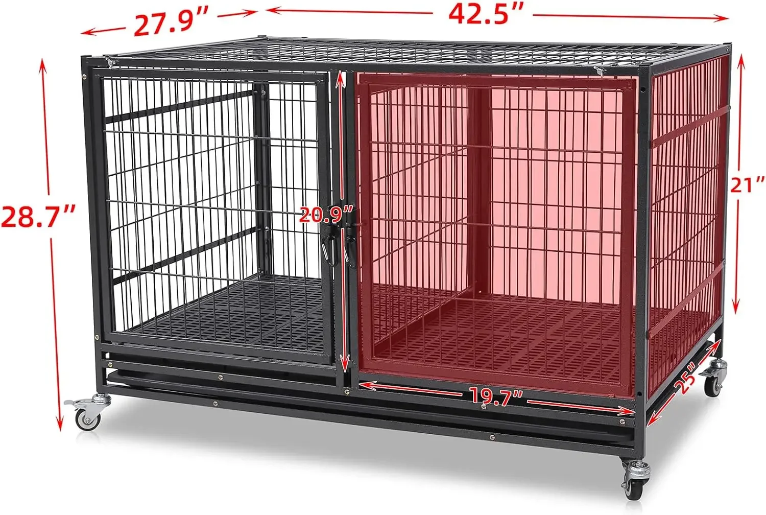 Homey Pet-43 Metalowa, otwarta górna, wytrzymała klatka dla psa z siatką podłogową, tacą, rozdzielaczem i misą do karmienia