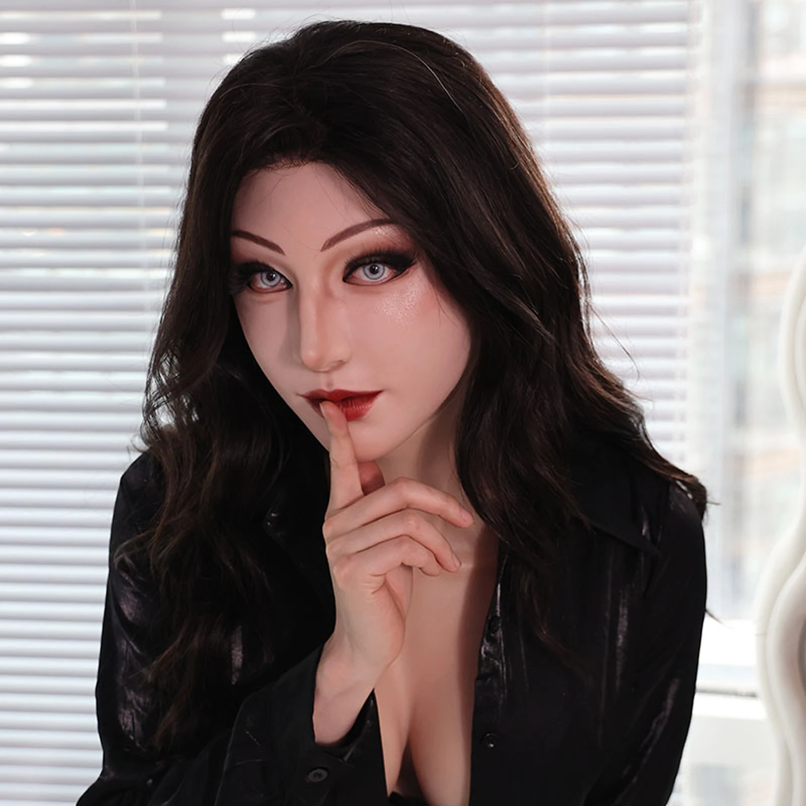 Roanyer Camile Realistic Silicone Mask Upgrade Make-up and Curly Long Wig for Mtf Crossdresser Drag Queen Party Cosplay
