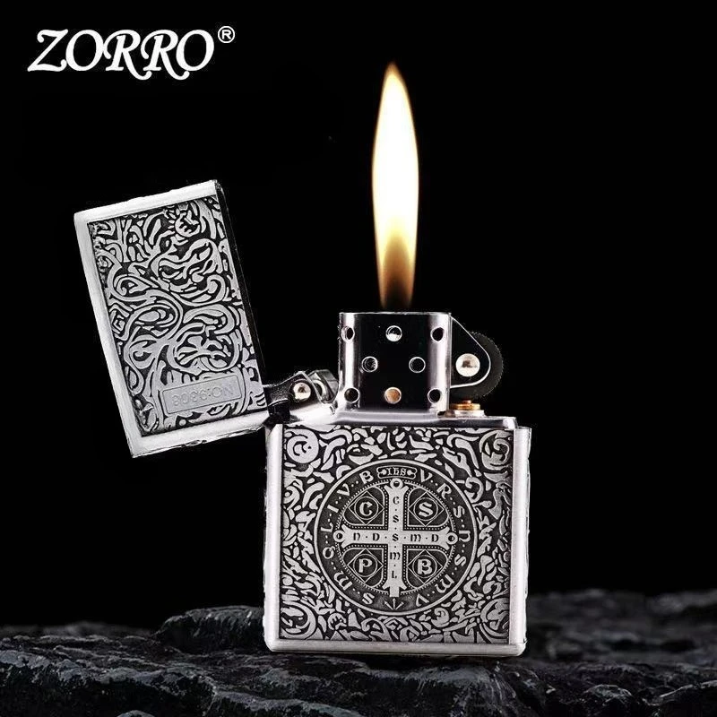 ZORRO Briquet à essence classique, briquet coupe-vent classique constantine, accessoires pour fumer, cadeau pour hommes