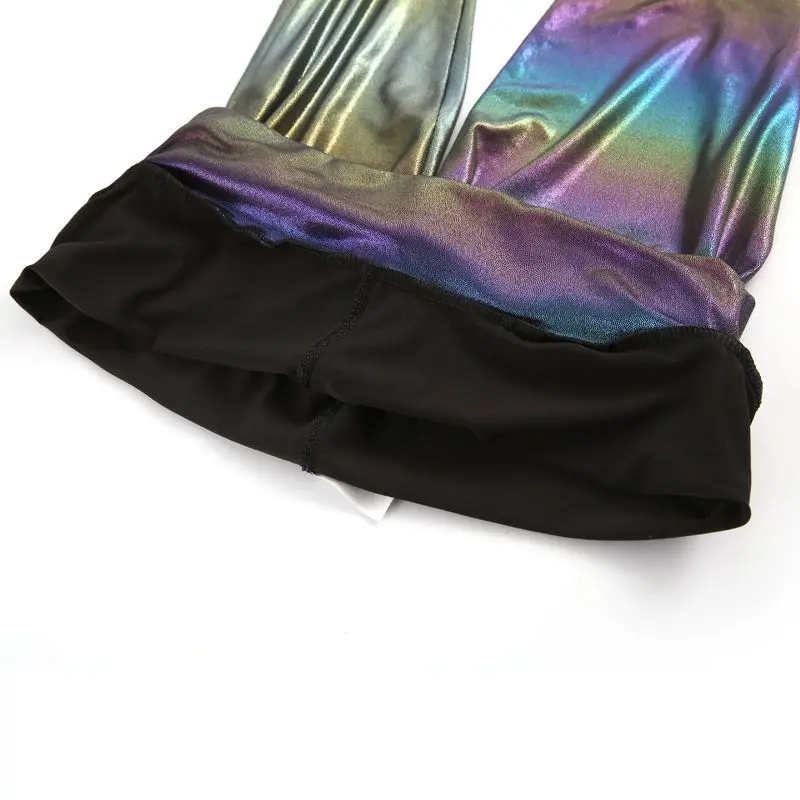 지퍼 크로치 글로시 레인보우 레깅스 팬츠 하이웨이스트 여성 섹시 워크아웃 레깅스