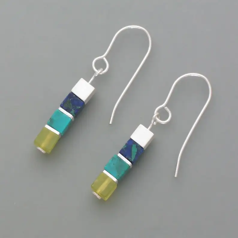 Cube Earrings Turquoise