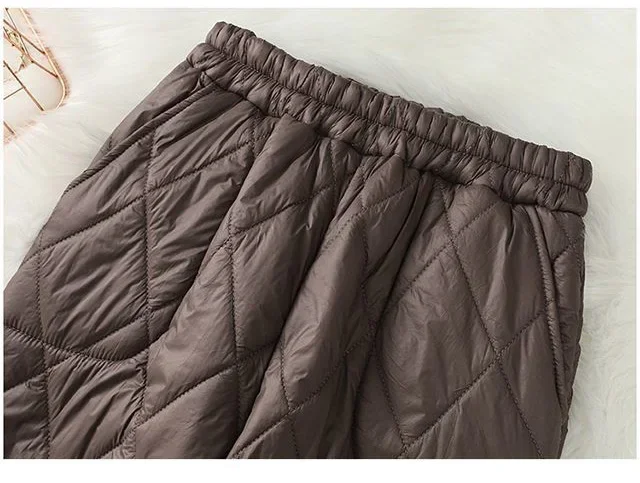 Winter Ultra Light Windproof Pants Quilted Warm Casual Snow Wear pantalones Womens Elastic High Waist Thick Baggy Sweatpant New