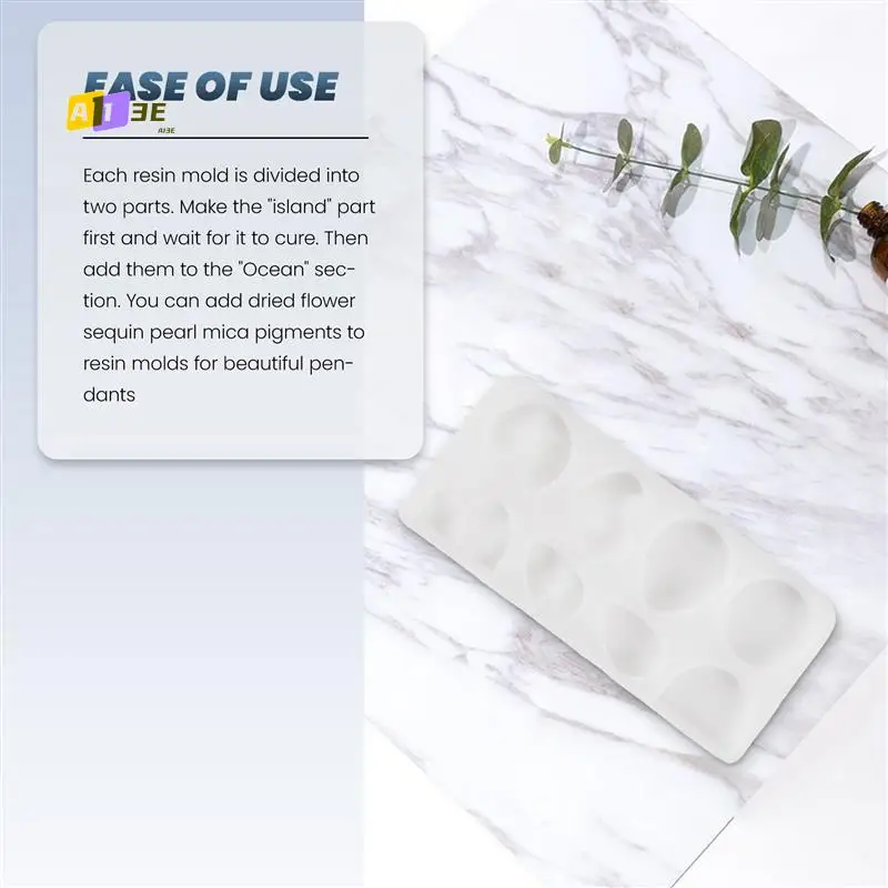 

A13E-4 Pack DIY Island Necklace Gem Pendant Epoxy Mould Keychain Pendant Resin Silicone Mould