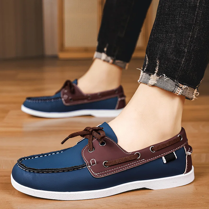 Men Loafers Design Boat Shoes PU Leather High Men's soft soled soft top lightweight board shoes Mens Casual Shoes Soft Male