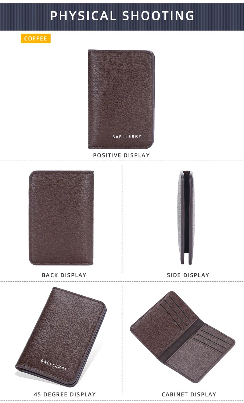 Baellerry Slim Compact Luxury Brand Wallet Men Soft Leather Credit Card Holders Wallet for Men Small ID Card Case Cardholder