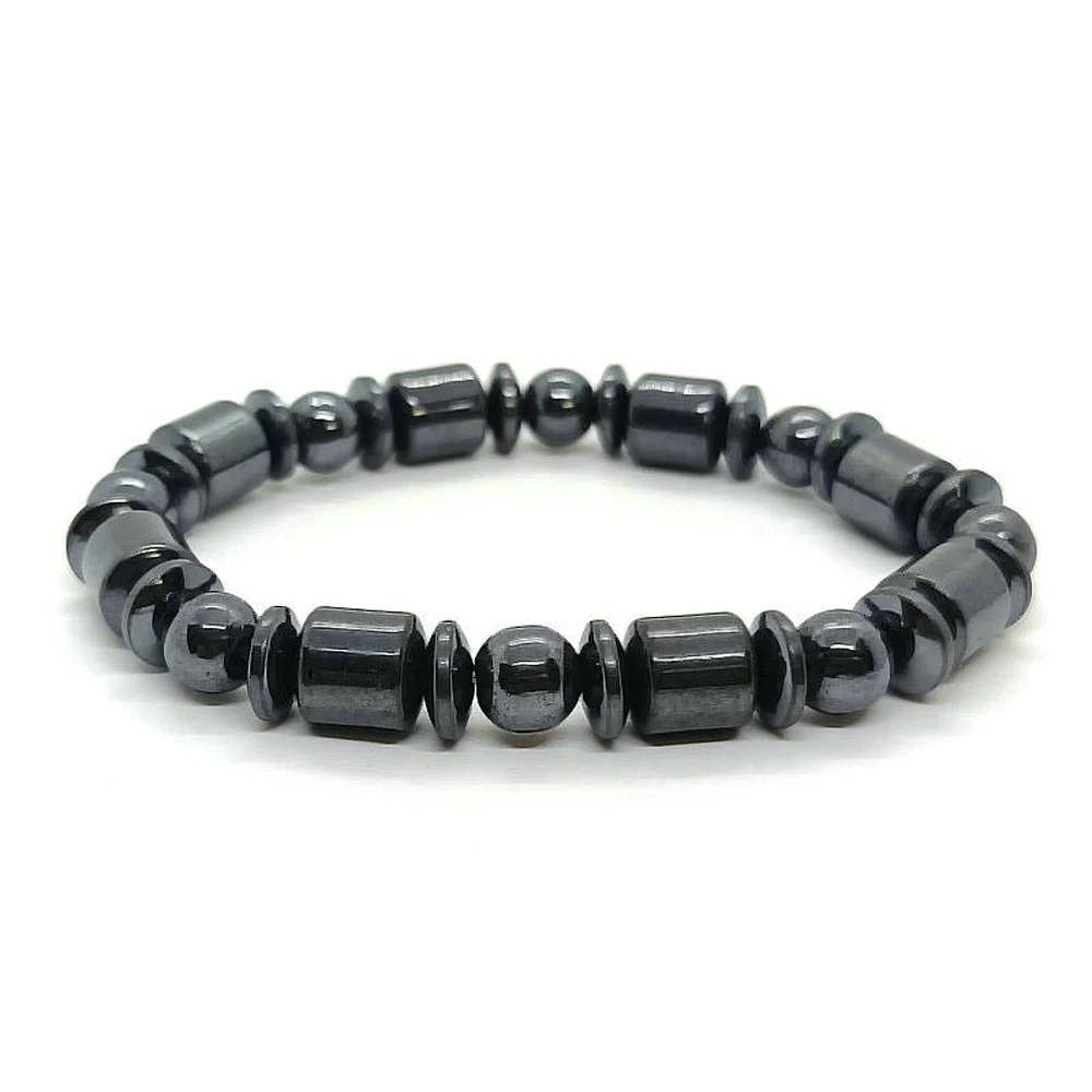 Men's Jewelry Accessories Natural Black Stone Elastic Yoga Bracelet for Birthday Gift
