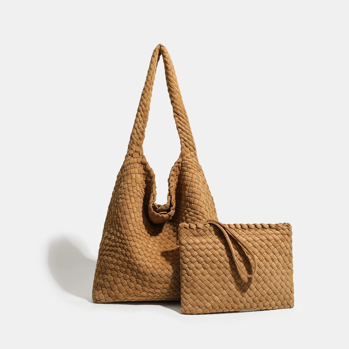 

Woven Bag Suede Women's Bag Weaving Hobo Bag Tote Bag Set Mother Daughter Underarm Shoulder Bag for Casual Vacation Daily Use