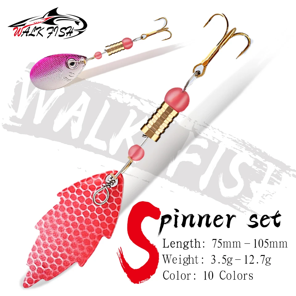 

WALK FISH, 10 шт./кор., ложка, рыболовные приманки, цветные металлические шумовые композитные вращающиеся блестки, искусственные приманки для рыбы, пластина с ручным управлением