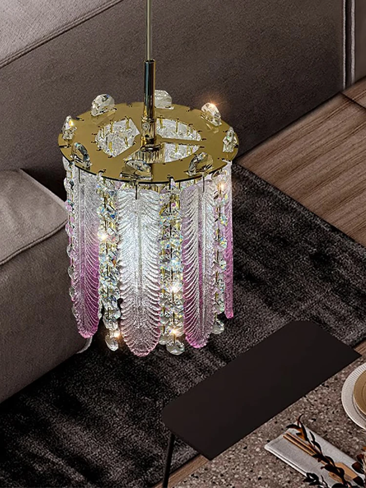 Delicate Bedside Decor Feather Crystal Tassels Luxury Chandeliers LED Hanging Lamps Salon Lights for Bedroom Suspension Lustres